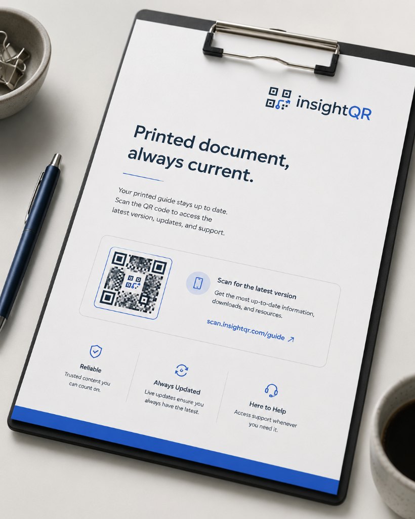 Printed document with QR
